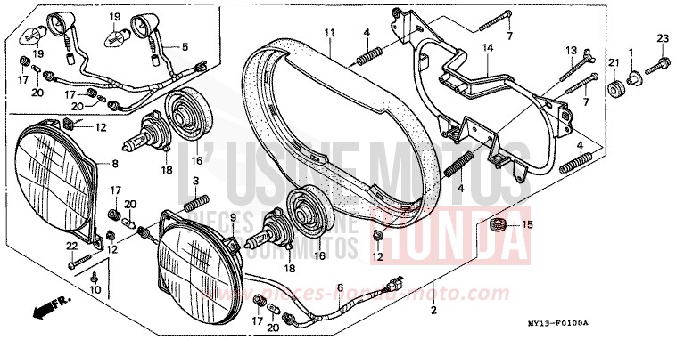PROJECTEUR de Africa Twin 750 SAHARA BULE METALLIC (PB273) 2000